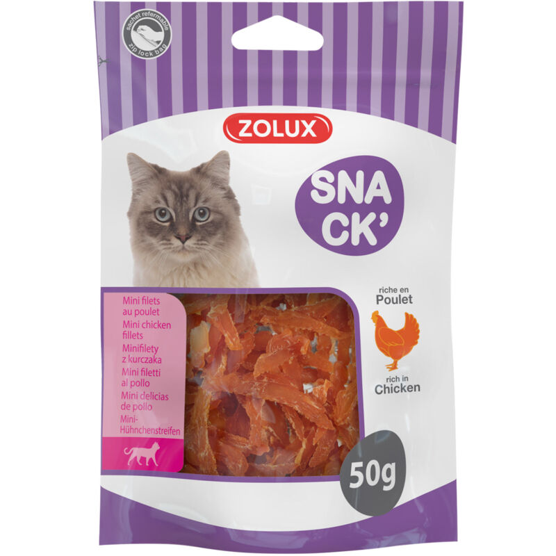 foto del prodotto mini filetti di pollo per gatti 50g zolux
