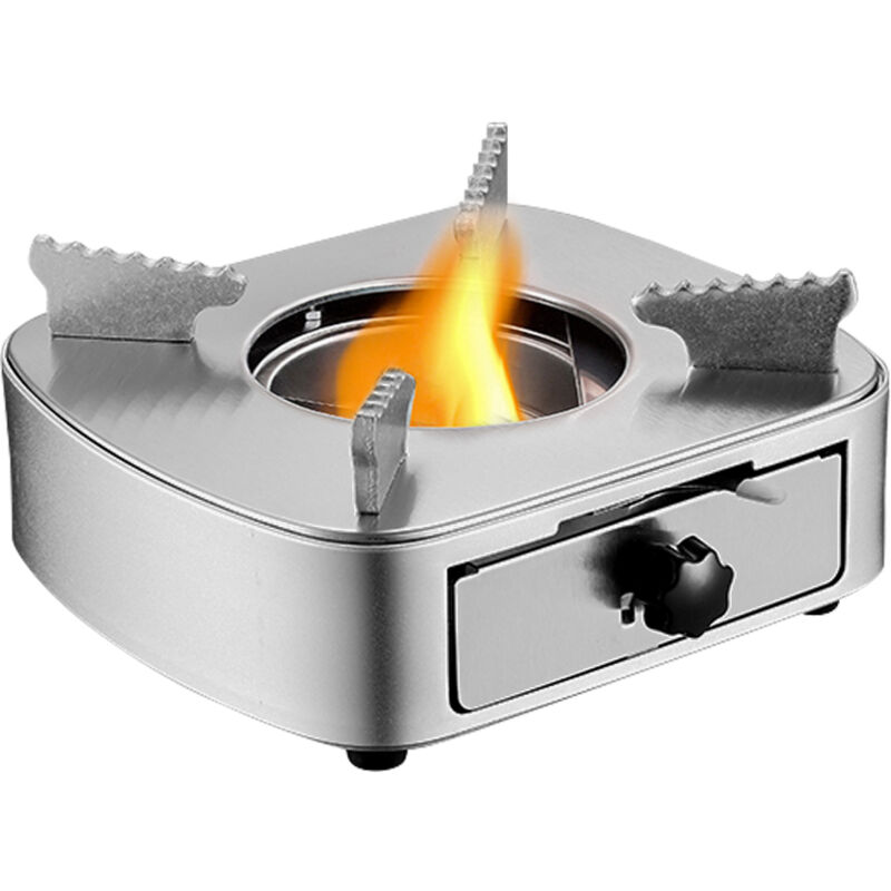 foto del prodotto mini fornello ad alcool in acciaio inossidabile, potenza di fuoco regolabile, antivento, stile cassetto, per barbecue, pentola calda, cucina