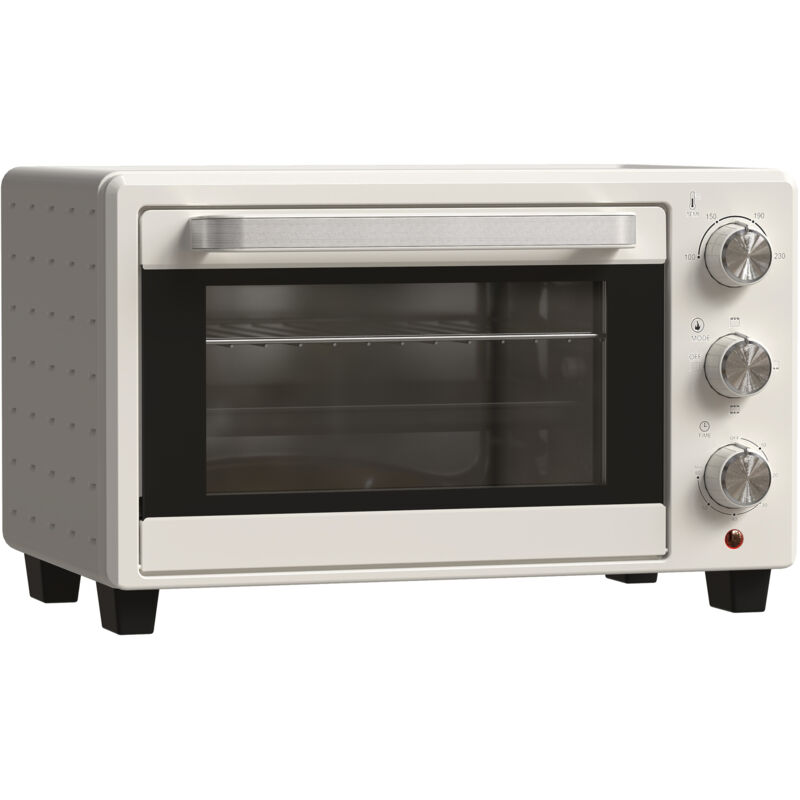 foto del prodotto mini forno elettrico da 21 litri con girarrosto, piccolo fornetto tostapane con 1 griglia e 1 teglia, 3 modalit di cottura, 100 c 230 c, acciaio