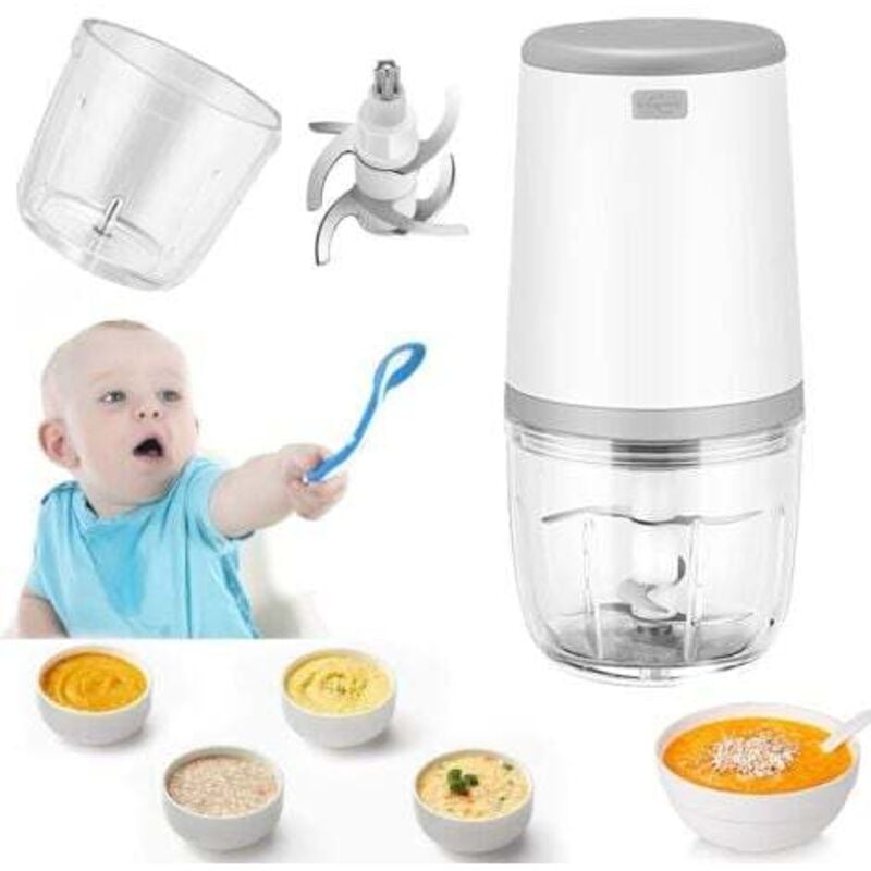 foto del prodotto mini frullatori per bambini, mini robot da cucina, frullatore per bambini da 300 ml, mini tritatutto elettrico, mini robot da cucina con ricarica