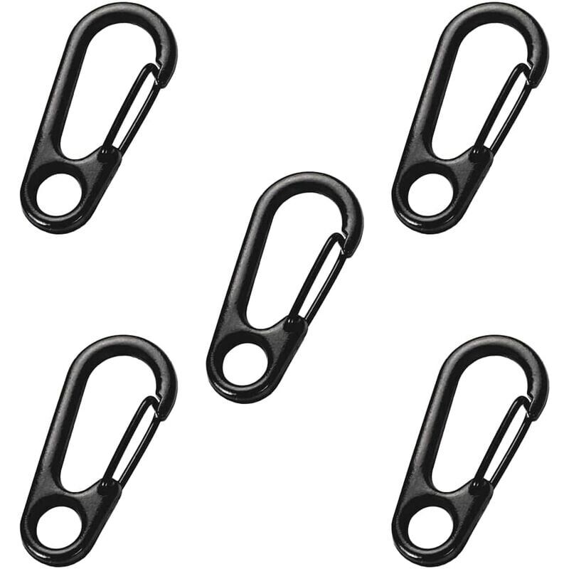 foto del prodotto mini ganci a scatto, confezione da 5 mini ganci a scatto, ganci a scatto a molla, fermagli per portachiavi, mini ganci a scatto, per campeggio,