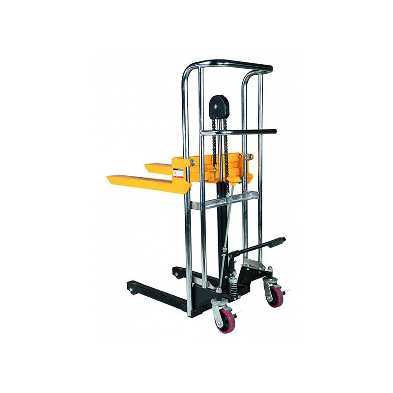 foto del prodotto mini impilatore manuale 400 kg sollevamento massimo 1200 mm forche 650x550 mm piano rimovibile impilatore trasportabile 1840044110