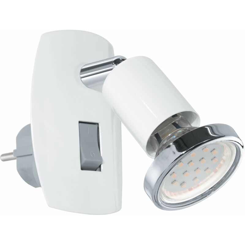 foto del prodotto mini lampada spot con spina di alimentazione elettrica, lampada con spina elettrica integrata, lampada per presa di corrente in acciaio, colore 