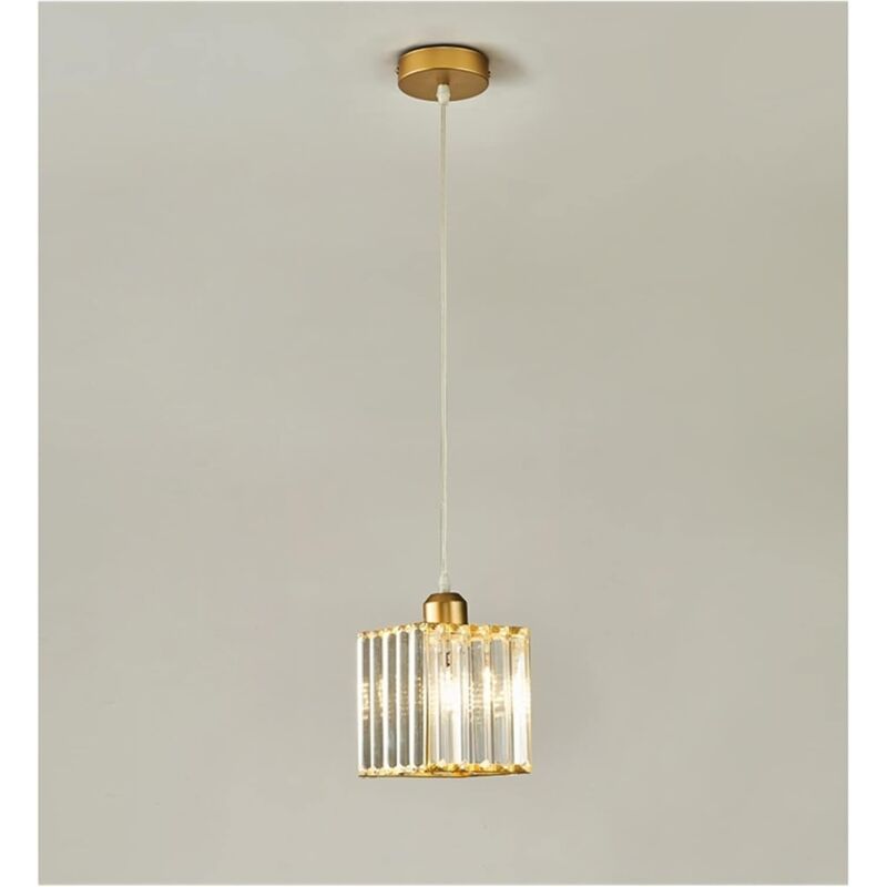 foto del prodotto mini lampadario di cristallo cromato moderno da soffitto a filo per sala da pranzo camera da letto cucina isola armadio corridoio e27 una testa oro