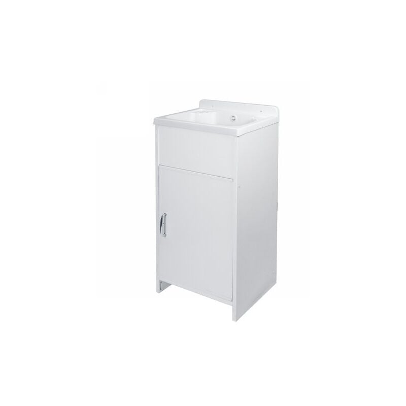 foto del prodotto mini lavatoio con mobile in pvc e vasca in polipropilene bianco