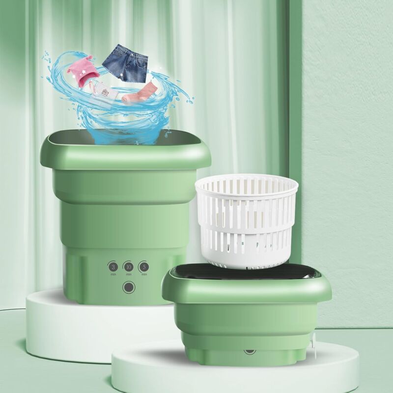 foto del prodotto mini lavatrice da campeggio con centrifuga, mini lavatrice portatile da 4,5 l con asciugatrice, lavatrice pieghevole fino a 1,5 kg, sterilizzazione a
