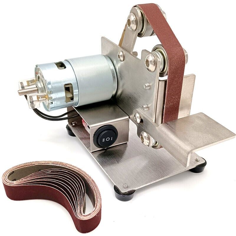 foto del prodotto mini levigatrice elettrica multifunzionale, levigatrice a nastro fai da te, lucidatrice, affilatrice per bordi argento, tipo 1 