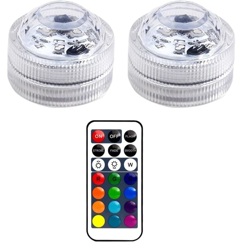foto del prodotto mini luci led sommergibili, luci led sommergibili, luci subacquee a led con telecomando, luci sommergibili multicolori rgb per piscina, vaso, spa,