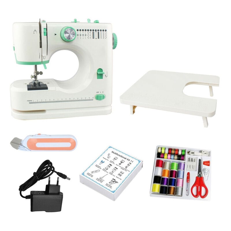 foto del prodotto mini macchina da cucire 12 punti macchina da cucire domestica multifunzionale con tavolo allungabile eu dewin