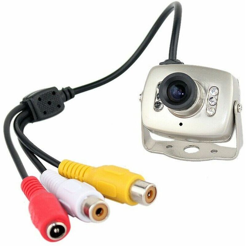 foto del prodotto mini micro telecamera camera a colori 6 led ir audio video microfono staffa 208c