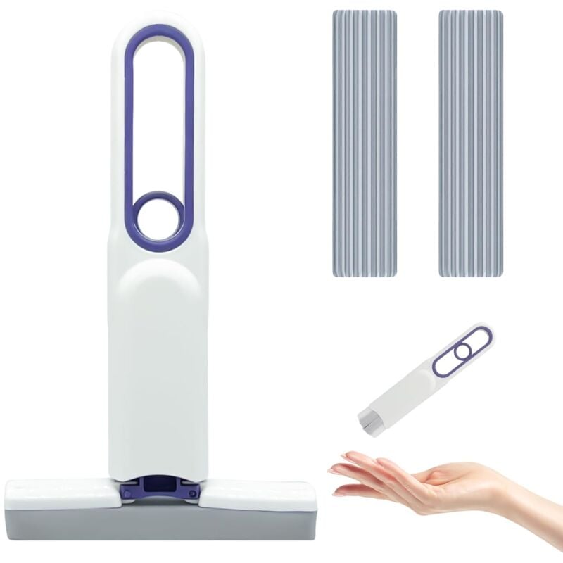 foto del prodotto mini mop mop portatile mini mop per piccoli spazi uso asciutto e bagnato mop a pressione a mani libere mop potente e assorbente per auto, cucina,