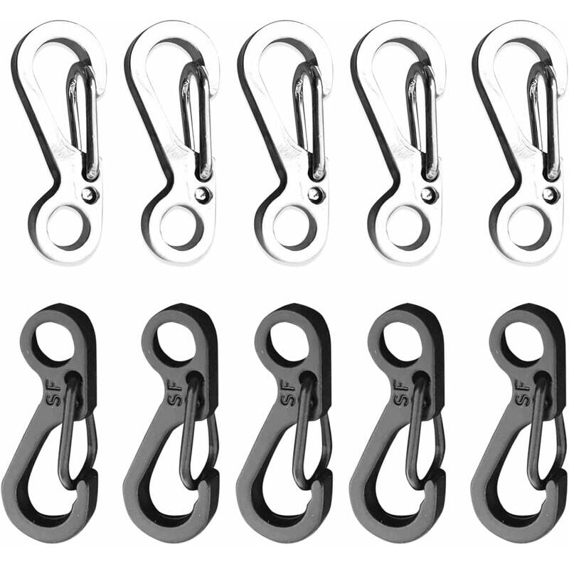 foto del prodotto mini moschettone sf nero, argento mini moschettone con fibbia a molla per campeggio anello a clip leggero piccolo moschettone clip