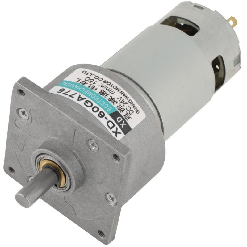 foto del prodotto mini motore a ingranaggi cc dc12v 24v 35w in metallo, velocit regolabile, motore a coppia elevata cw ccw 24v 150 giri min 