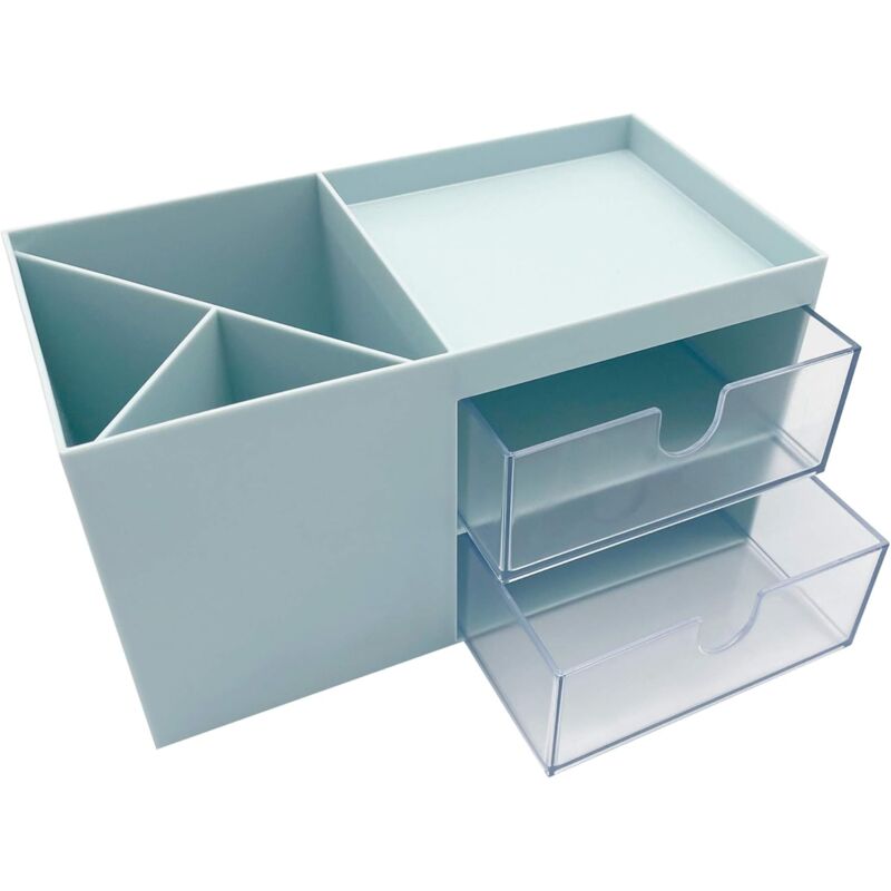 foto del prodotto mini organizer da ufficio, portamatite da scrivania, portamatite carino, porta pennelli da trucco blu ghiacciaio 
