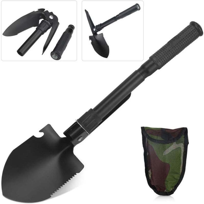 foto del prodotto mini pala pieghevole militare portatile e multi utensile per campeggio, sopravvivenza all aperto, escursionismo, caccia, spedizione, giardinaggio