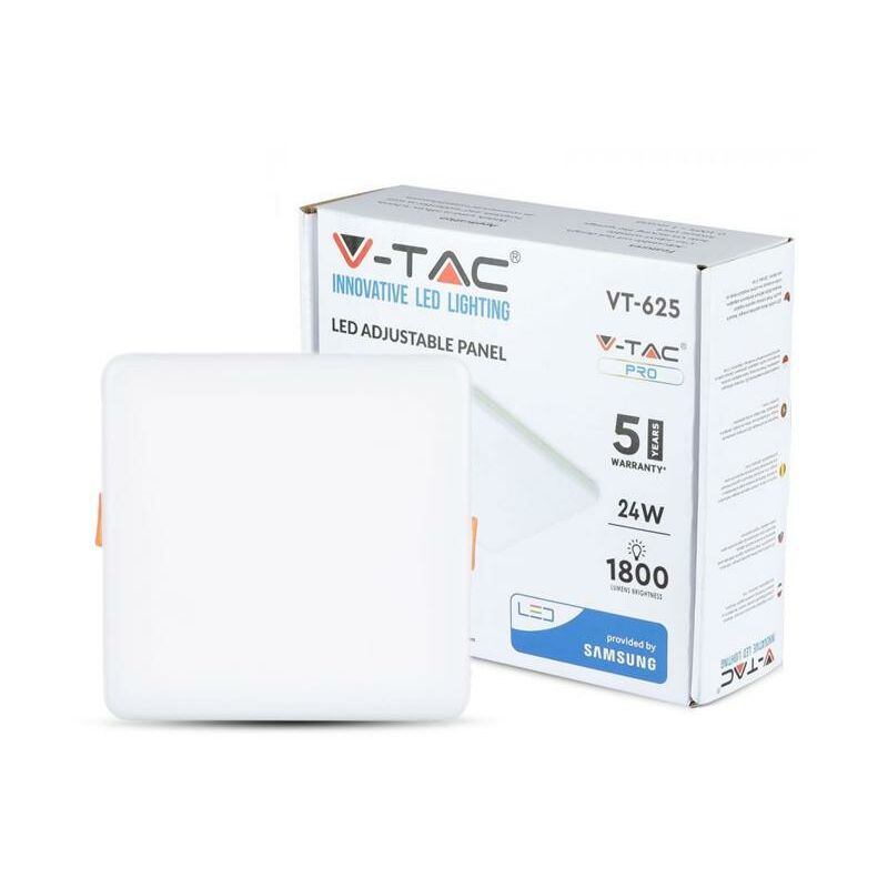 foto del prodotto mini pannello led 24w chip samsung montaggio ad incasso regolabile quadrato bianco freddo v tac