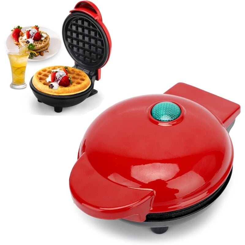 foto del prodotto mini piastra per waffle rotonda, piastra per waffle classica per pancake, ideale come regalo di natale, per pancake, biscotti, chaffle, snack e