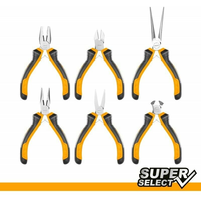 immagine 0 del prodotto mini pinze e tronchesi di precisione professionali ingco 6 pz manico ergonomico