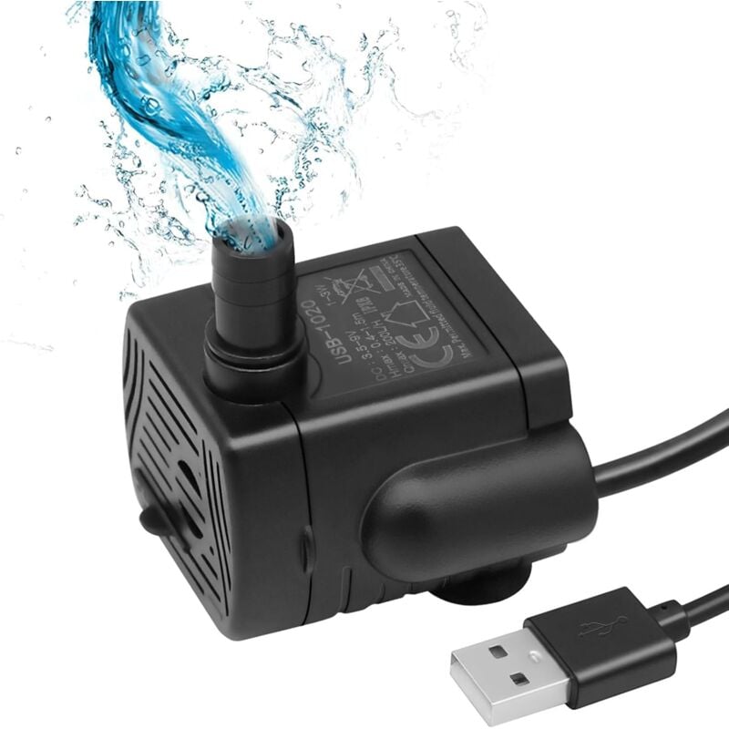 foto del prodotto mini pompa acqua, mini pompa usb, pompa fontana per gatti 1 3w 200 l h per mini acquario, mini vasi da fiori, laghetto per acquari