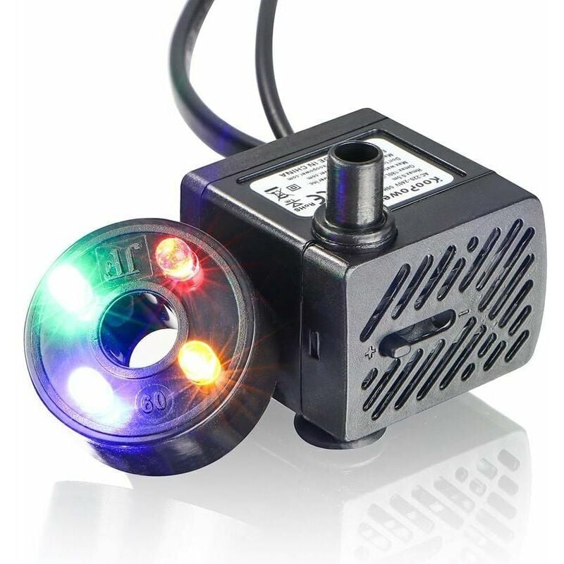 foto del prodotto mini pompa dell acqua con led 150l h 2 w piccolo acquario, giardino, fontana, laghetto da giardino, fontana, pompa per acquario.