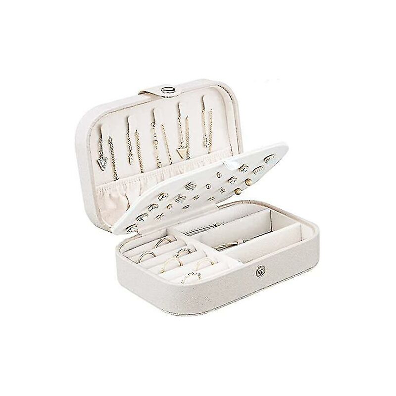 foto del prodotto mini portagioielli organizer piccolo portagioie portatile per anelli, orecchini, collane bianco