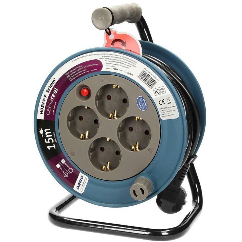 foto del prodotto mini prolunga avvolgicavo 4 prese 2p z 15m or ae 1339 g gs schuko grigio