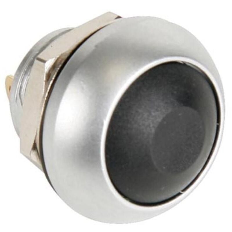 foto del prodotto mini pulsante rotondo in metallo con pulsante nero 1p spst off on 