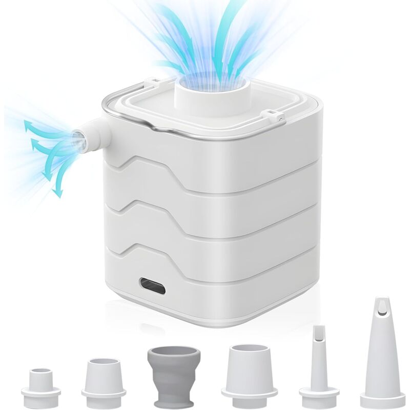 foto del prodotto mini pump 2024, pompa elettrica per aria da 4 kpa con luce per materasso ad aria per gonfiaggio e sgonfiaggio, pompa da campeggio ricaricabile per