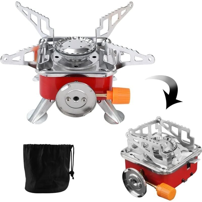 foto del prodotto mini réchaud de camping pliable portable, extérieur mini brûleur à gaz pour randonnée, outdoor, pique-nique, mini 2800w réchaud camping, manipulation facile