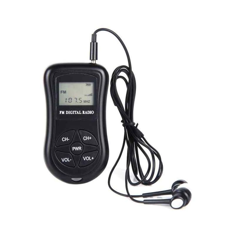 foto del prodotto mini radio fm portatile, display lcd stereo digitale sintonizzato, ricevitore per conferenze walkman a transistor con cuffie, piccola radio tascabile