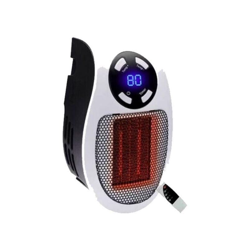 foto del prodotto mini riscaldatore in ceramica da 500 watt, economico e portatile, con termostato e timer, per ufficio, camera da letto e soggiorno bianco con