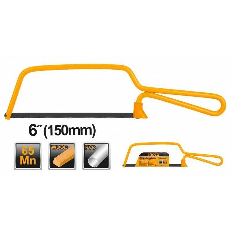 foto del prodotto mini seghetto ad arco da 150 mm ingco mhhf1501