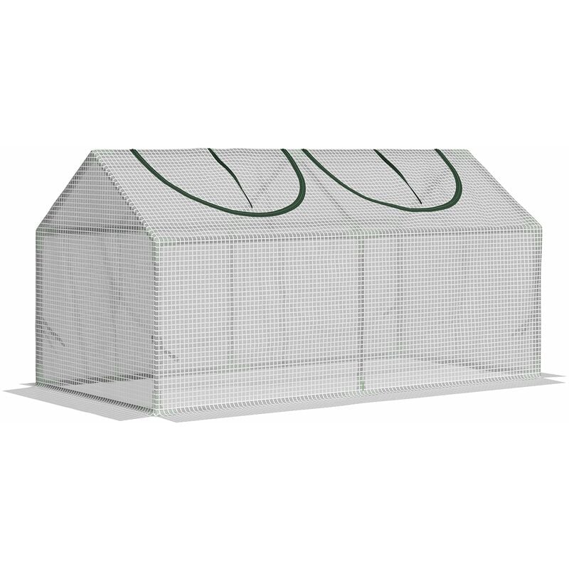 foto del prodotto mini serra da giardino con 2 finestre 119x60x60 cm copertura pvc anti uv bianco