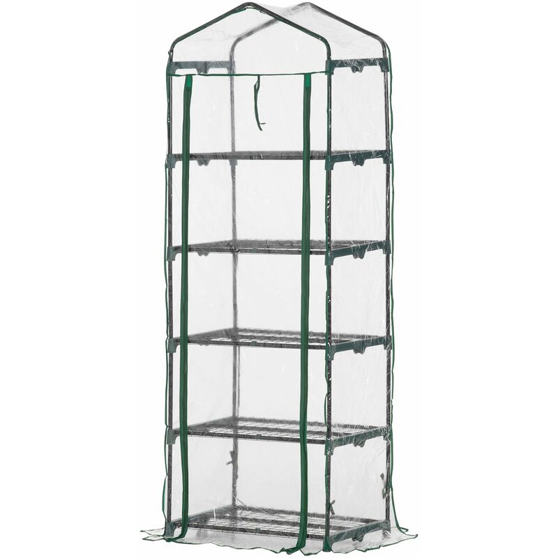 foto del prodotto mini serra per piante a 5 ripiani 69x49x193 cm in acciaio verde