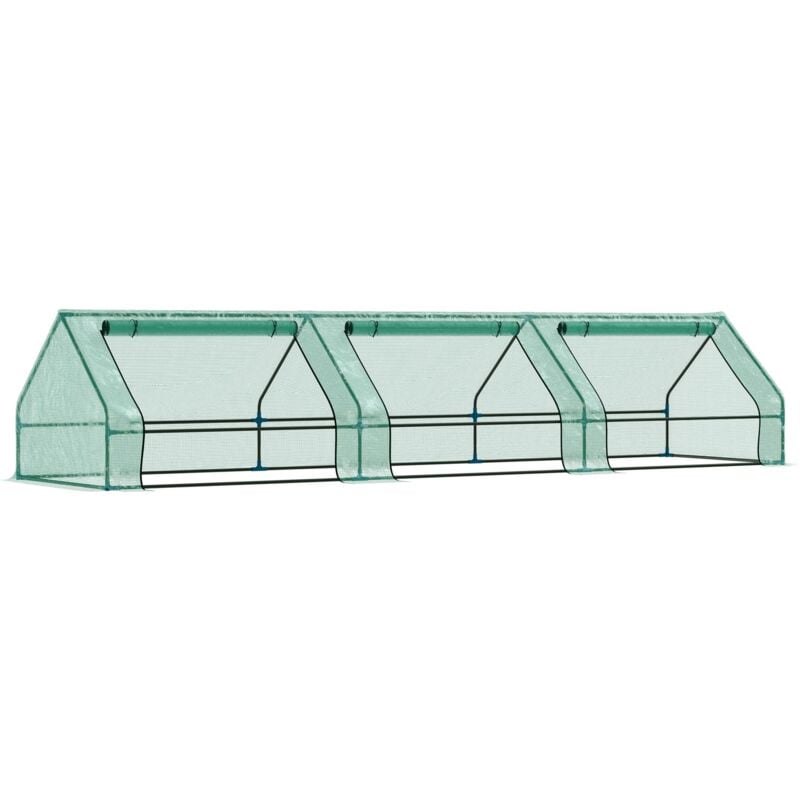 foto del prodotto mini serra per piante impermeabile con 3 ingressi avvolgibili 400x100x80 cm verde