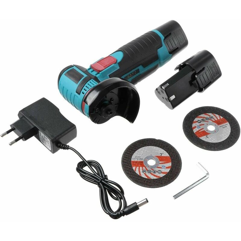 foto del prodotto mini smerigliatrice a batteria 18v 2 batterie 5 dischi 76mm