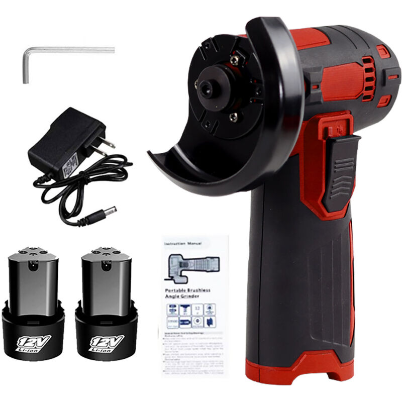 foto del prodotto mini smerigliatrice angolare da 12 v, 19.500 giri min, smerigliatrice angolare a batteria, 2 batterie da 1.300 mah e caricabatterie, per levigatura e