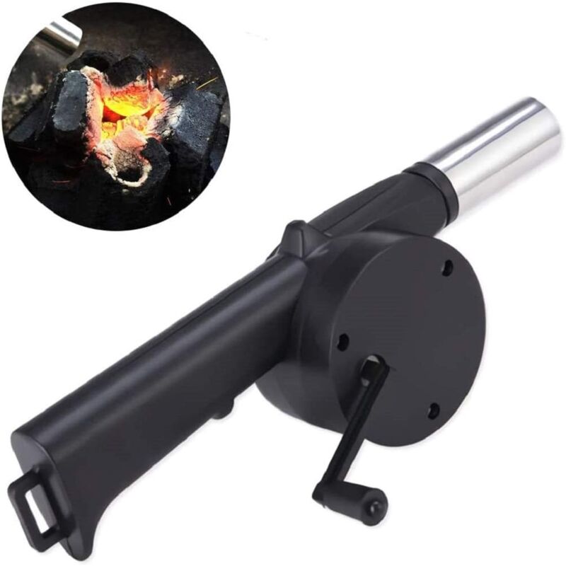 foto del prodotto mini soffiatore d aria portatile a manovella da 9,6 pollici 24,5 cm, con soffietto manuale per barbecue, fuoco, cucina all aperto, picnic, campeggio