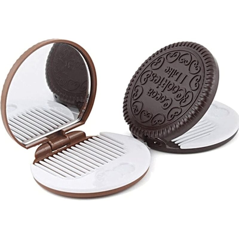 foto del prodotto mini specchio per trucco a forma di cioccolato specchio pieghevole portatile tascabile compatto con 1 pettine specchio per regali 1 pezzo rapanda