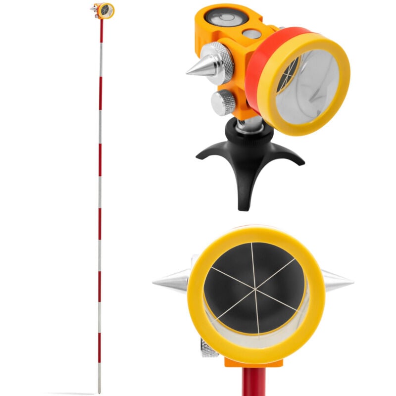foto del prodotto mini specchio topografico telemetro a prisma con asta e base rivestita in argento diametro 3,6 cm 1,26 m