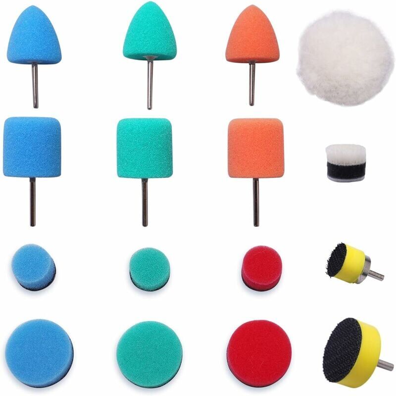 foto del prodotto mini spugne per lucidatura, set per lucidatura, 16 pezzi 15 mm 25 mm kit per lucidatura tampone per lucidatura kit spugna per lucidatura palla per