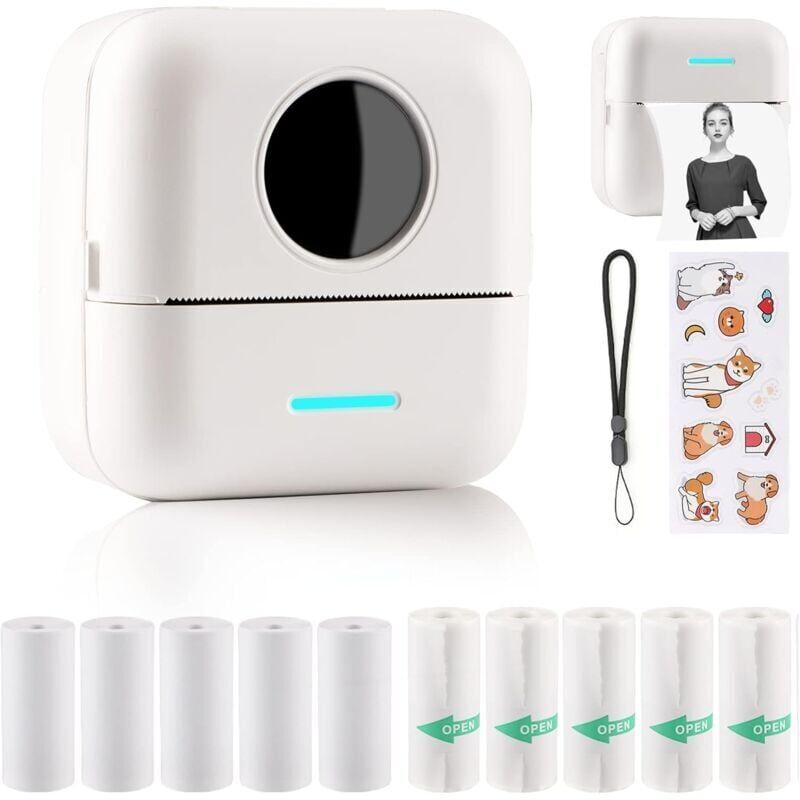 foto del prodotto mini stampante per etichette, mini stampante fotografica per smartphone, stampante termica per adesivi, stampante fotografica per diari, viaggi,