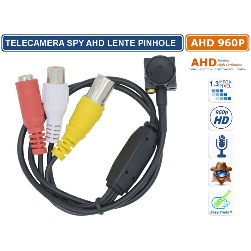 foto del prodotto mini telecamera spy pinhole ahd 960p 1.3 mpx 1280x960 3.7mm microfono ambientale