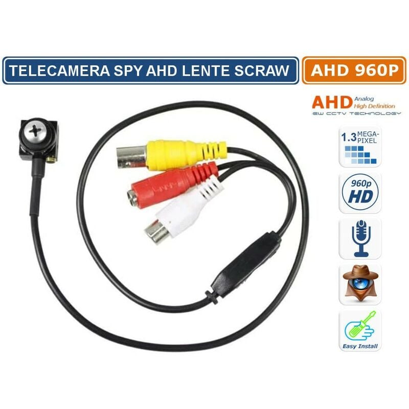 foto del prodotto mini telecamera spy scraw ahd 960p 1.3 mpx 1280x960 3.7mm microfono audio