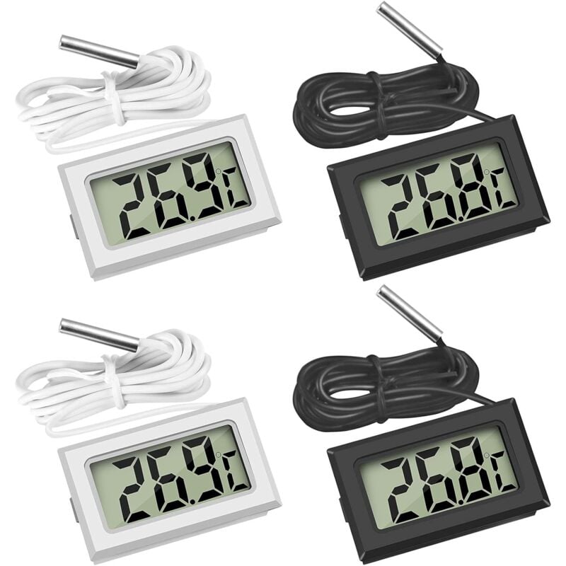foto del prodotto mini termometro digitale lcd per frigorifero congelatore acquario 2x nero 2x bianco 