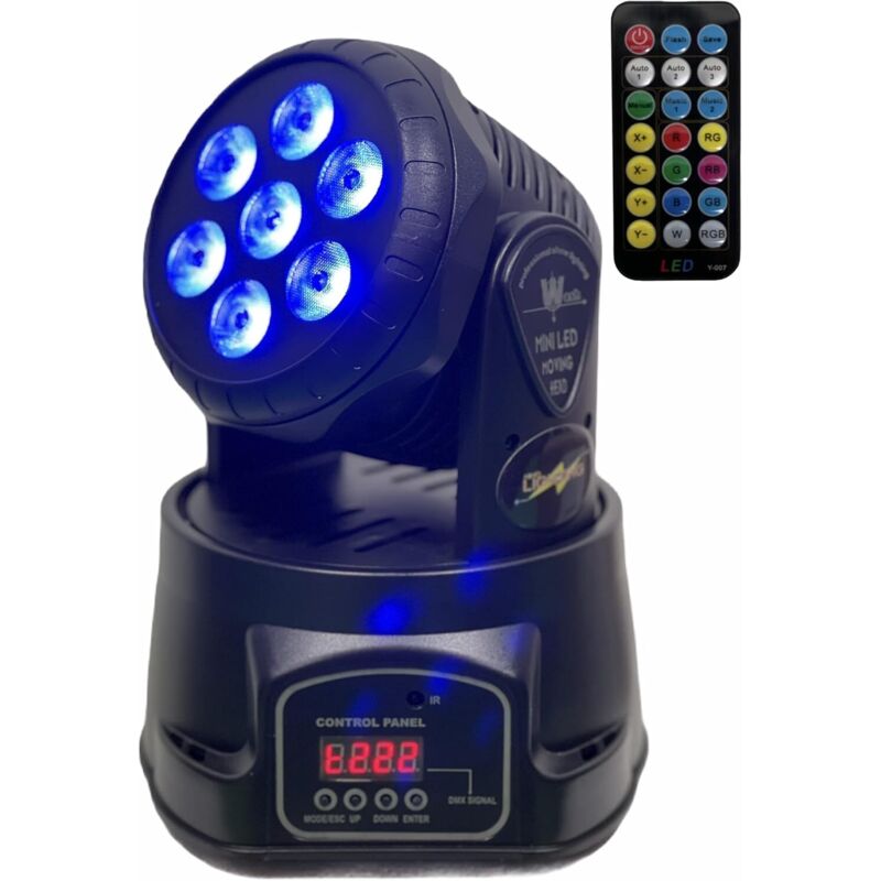 foto del prodotto mini testa mobile led wash 7x10w rgb w dmx512 master slave auto con telecomando