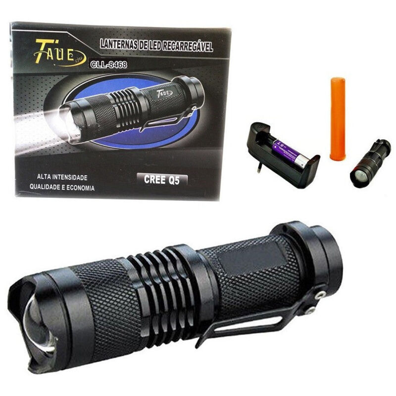 foto del prodotto mini torcia lampada impermeabile led cree luce bianca ricaricabile zoom 5000 lm trade shop traesio