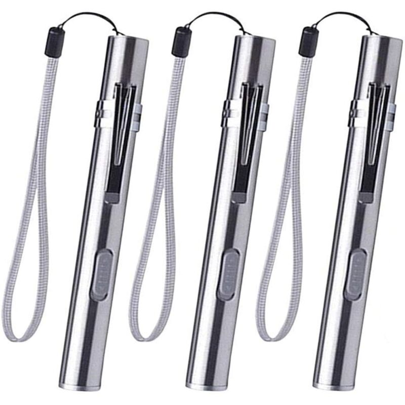 foto del prodotto mini torcia led usb per diagnostica medica, torcia in acciaio inossidabile ricaricabile impermeabile con clip da tasca cavo usb per meccanici 3