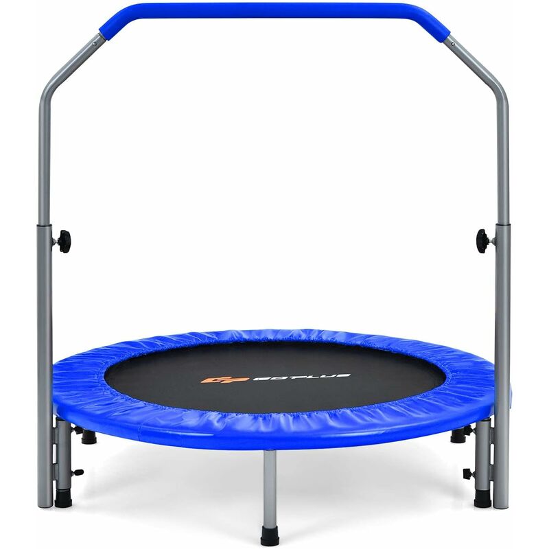 foto del prodotto mini trampolino pieghevole, trampolino fitness per adulti e bambini con maniglia regolabile in 4 altezze, capacit di carico 150 kg
