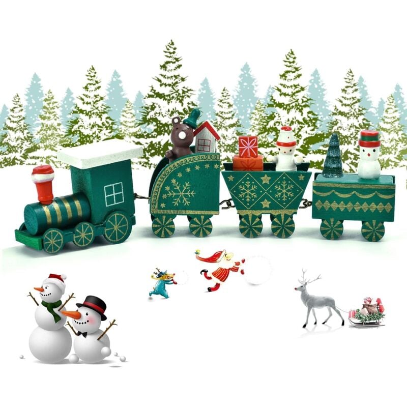 foto del prodotto mini trenino in legno, decorazioni natalizie per treni, decorazioni natalizie, decorazioni natalizie per roulotte in miniatura, mini statuette per la